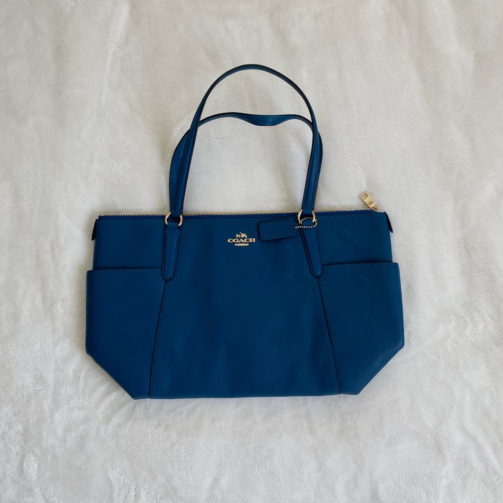 Coach Blue Leather Women's Shoulder Bag Tote - Picture 4 of 12